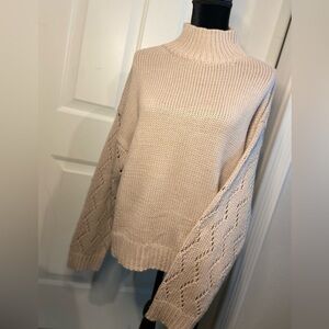 line and dot~Neutral Beige~Oversized~Chunky~Ribbed Knit~Pullover Sweater~Size L